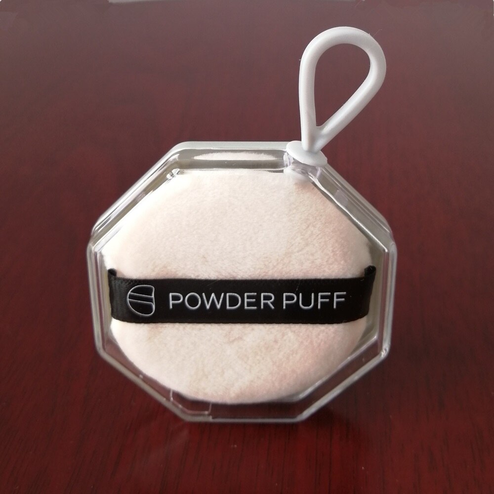 6X6Cm Zachte Massaal Poederdons Natuurlijke Glad Cosmetische Luchtkussen Draagbare Suspenable Storage Case Transparante Doos: skin puff grey case