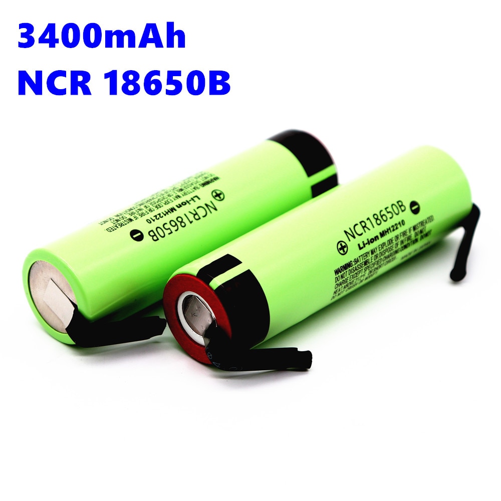 100% Ncr 18650B 18650 Li-Ion Recargable De La Batera De 3400 Mah 3,7 V Para Linterna/Of + Diy Nquel Pieza