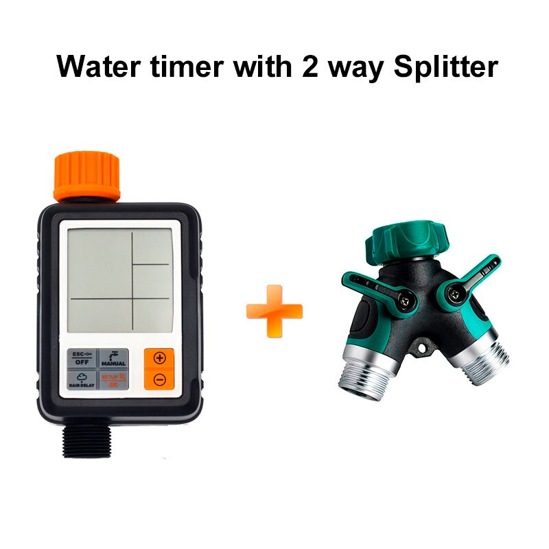 Automatische Elektronische Wasser Timer Lcd Bildschirm Sprinkler Controller Outdoor Garten Timer Bewässerung Timer Bewässerung Controller Werkzeug: with 2 way Splitter