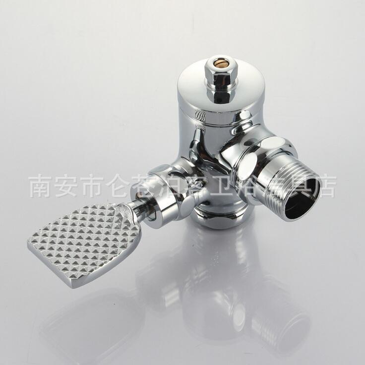 Copper delay valve stool flushing valve, Foot-pressing type public toilet/WC flush valve, Wall mounted urinal flush valve chrome