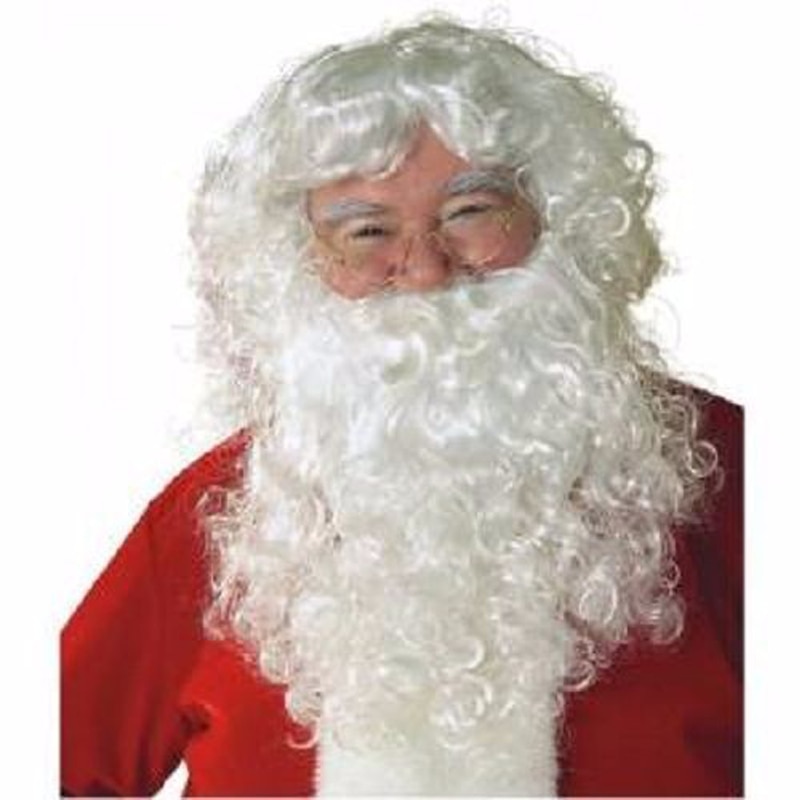 Top Festival Prop Fans Krullend Pruiken Cosplay Witte Baard Kerst Kerstman Pruik + Snor + Pruik Cap