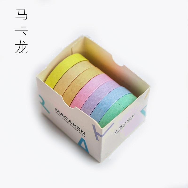 7 ruller washi tape sæt farvet malertape pakke dekorative tynde tape børn og vridning: G