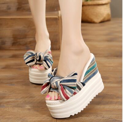 Women Sandals Summer 13CM Platform Sandals High Heels Sandal Shoes Women Ladies Sandal Heels Wedge sandalia plataforma: Sky blue / 5