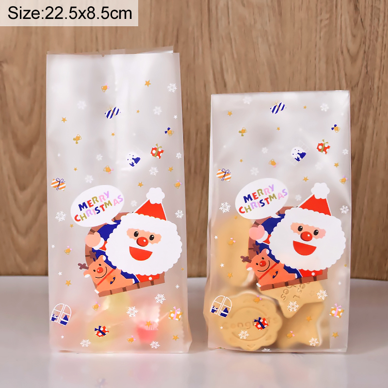 25/50pcs Snowman Cookie Baking Packaging Bags Candy Snack Bag Xmas Tree Snowflake Christmas Year Party Decorations: light yellow / 5x5x5cm