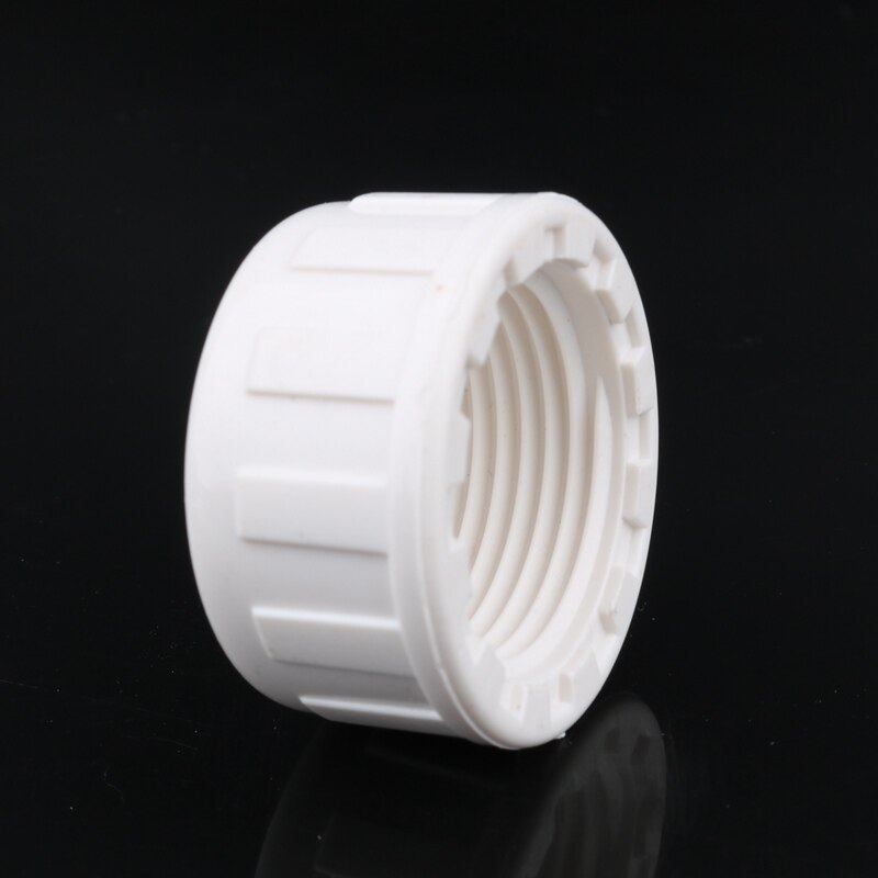 2pcs PVC 20~50mm Female Thread End Cap Garden Irrigation Connector Aquarium Fish Tank Pipe Tube Adapter: 1 inch / white
