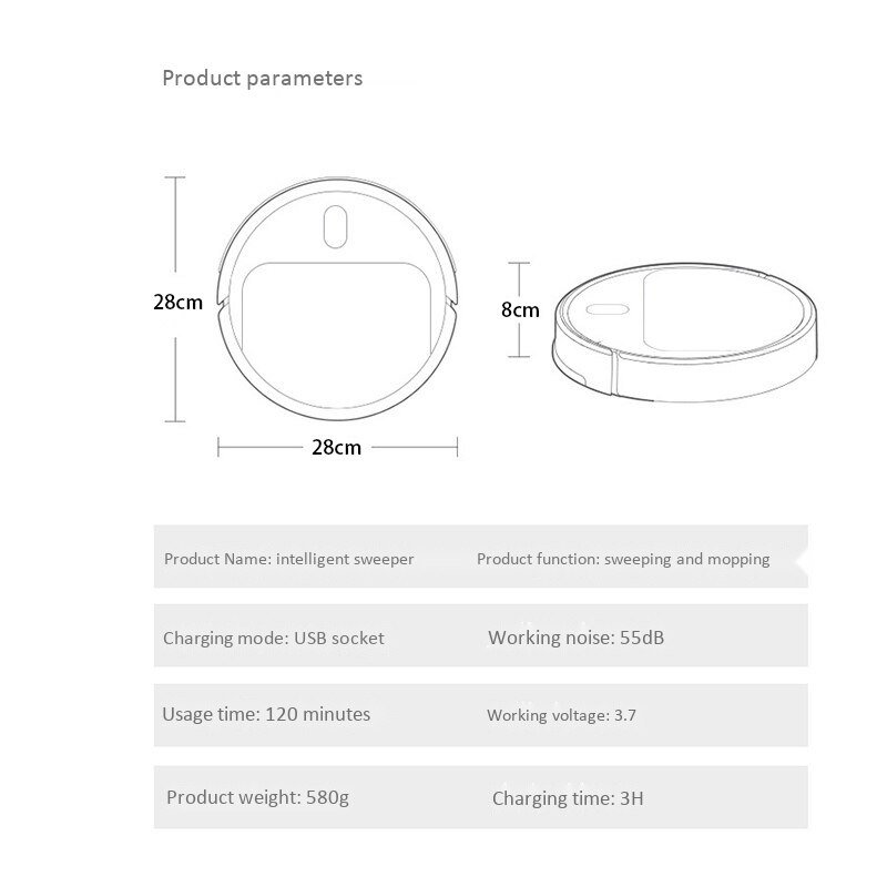 Smart Cleaning Robot Automatic Rechargeable Dust Floor Vacuum Cleaner Hair er for Electric Vacuum Cleaner,White