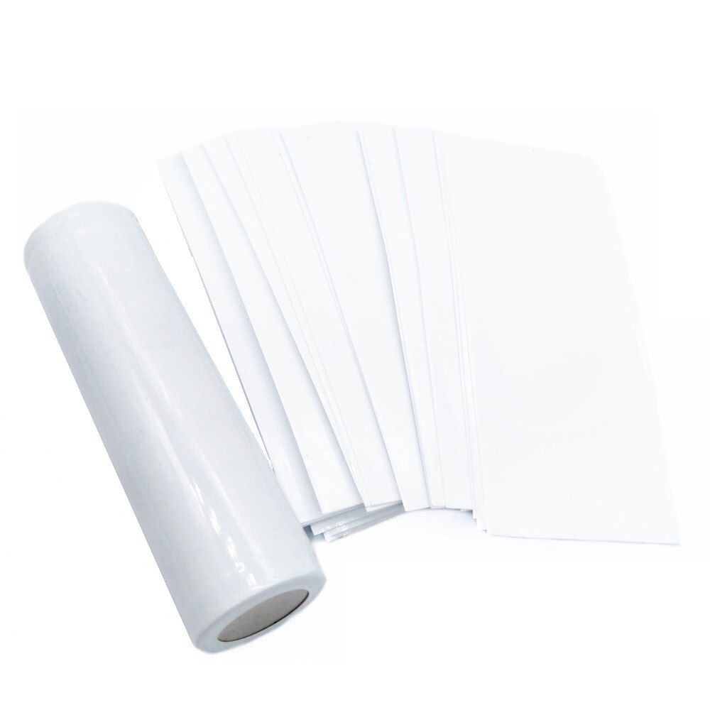 100Pcs/Pack 21700/20700 Battery Sticker A-touch Colorful 18650 Battery Wrap Protective Skin Sleeve PVC Heat Shrinkable Tubing: White-100pcs