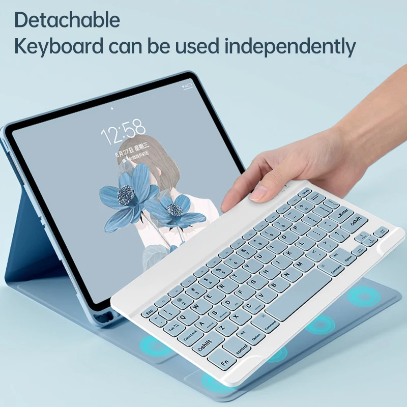 Voor iPad 10 Generatie 2022 Case met Houder Zachte TPU Back Shell voor iPad 10.9 10 9 10th Cover + Draadloos Bluetooth toetsenbord