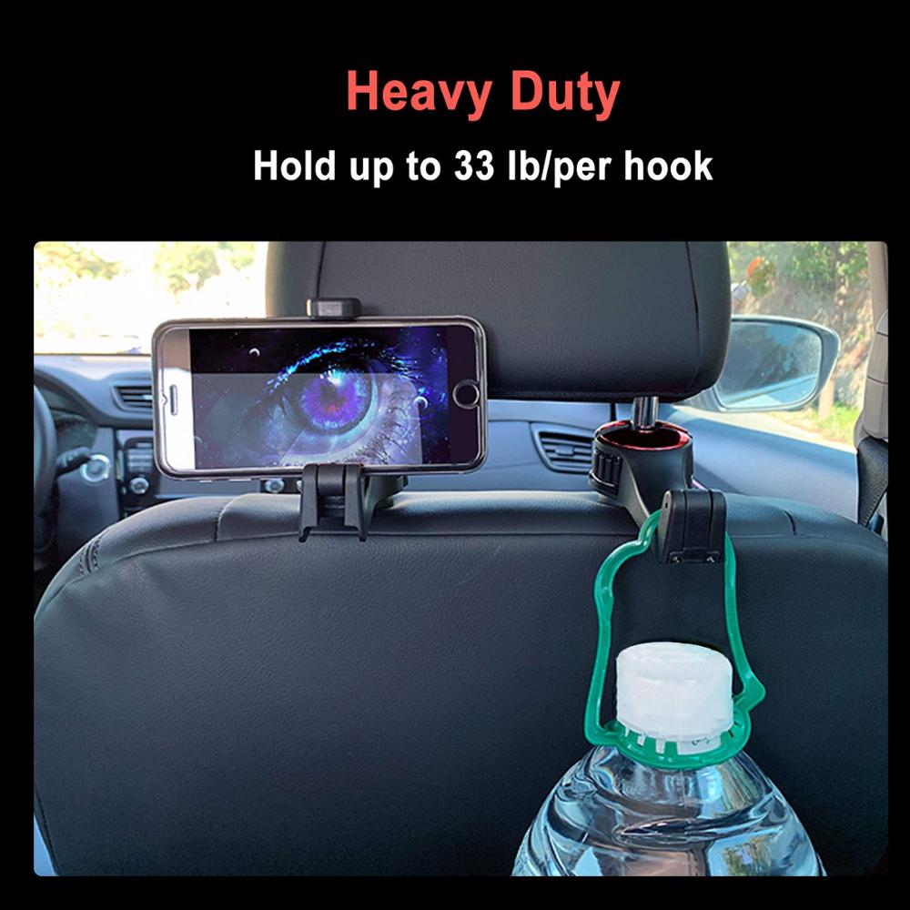 2-in-1 Universele Auto Haken Back Seat Hoofdsteun Mount Houder Voor iPhone Samsung Xiaomi Huawei 360 Graden mobiele Telefoon Houder Stand