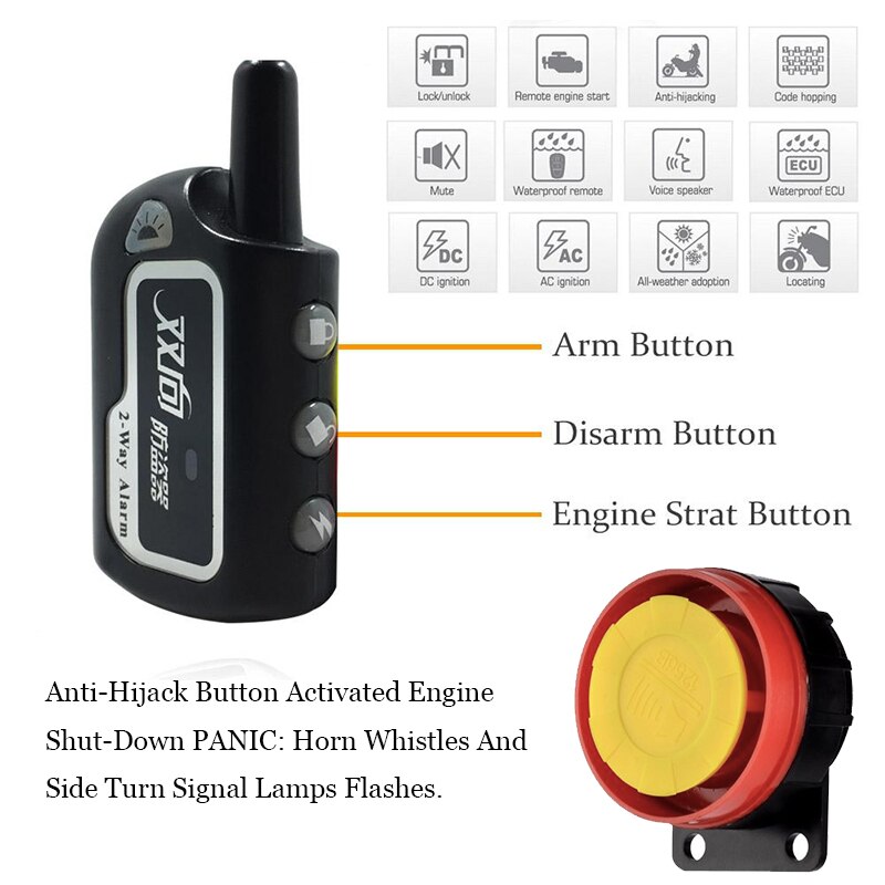 BAFIRE-sistema de alarma bidireccional para motocicleta, Control remoto, alarma de vibración, protección antirrobo, arranque de motor