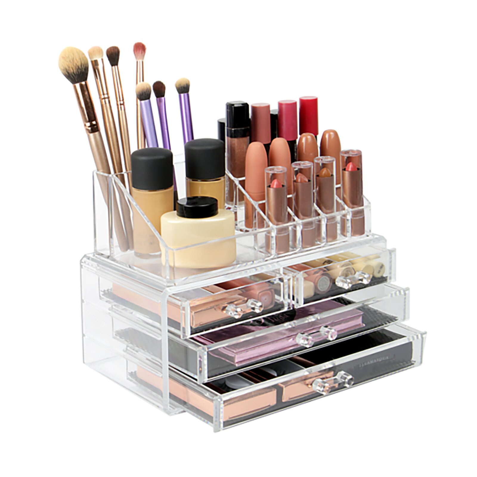 40# Clear Acrylic Makeup Organizer Large-capacity Desktop Storage Box Multifunctional Multi-compartment Cosmetics Storage Boxes