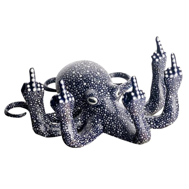 Dieren Octopus Miniatuur Ornamenten Tuin Standbeeld Tafelblad Bar Decoratieve Sculptuur Dier Collectibles Decor: Black fluorescence