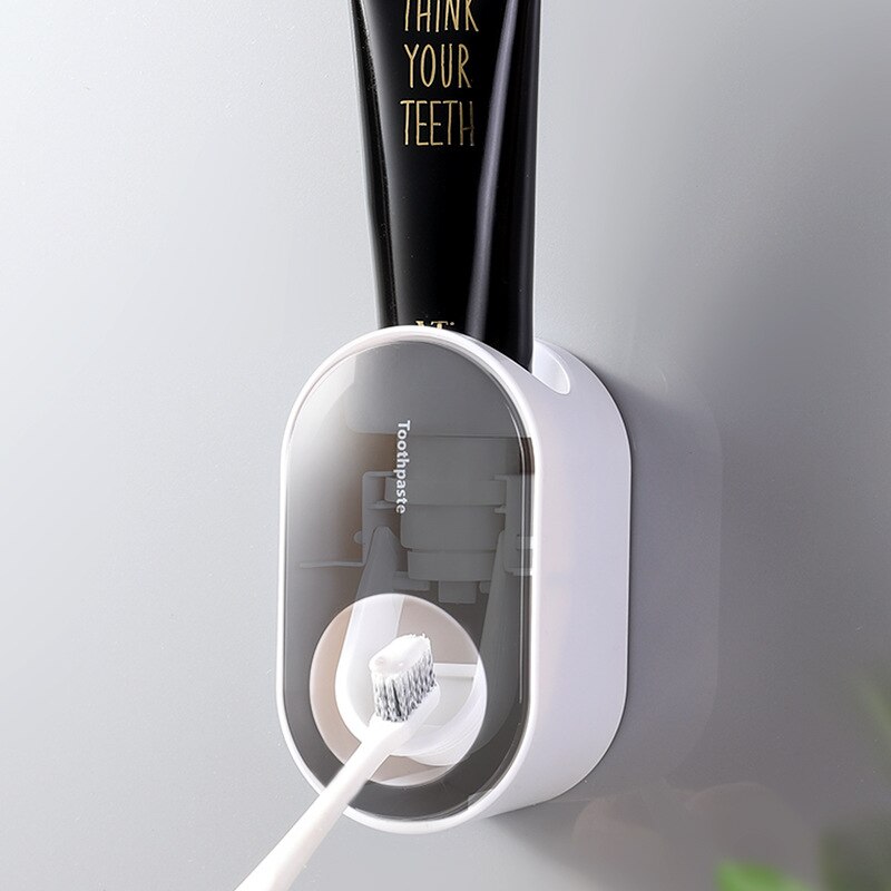 Tooth Paste Dispenser Automatic Toothpaste Dispenser Dust-proof Holder Wall Mount Bathroom Accessories Set Punch-free Toothbrush