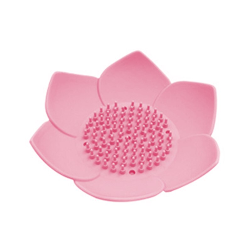Porte-savon en Silicone en forme de Lotus, plateau de vidange de savon, porte-savon en forme de fleur, salle de bain, rangement de savon, vaisselle de cuisine, outils portables: Rose