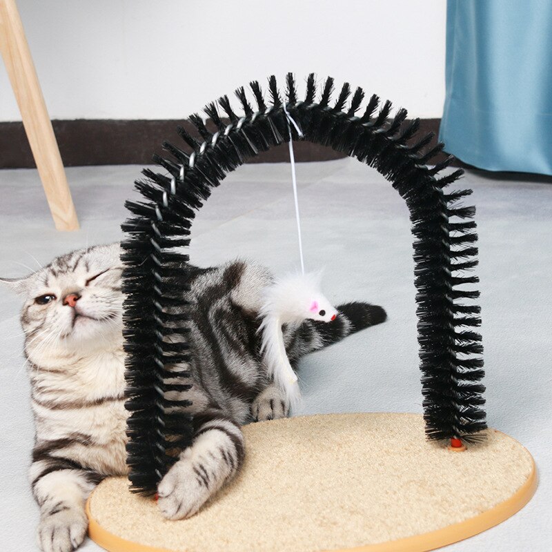 Boogkat zelftrimmer kattenkam massager verticale krabmassageborstel kattenkrab
