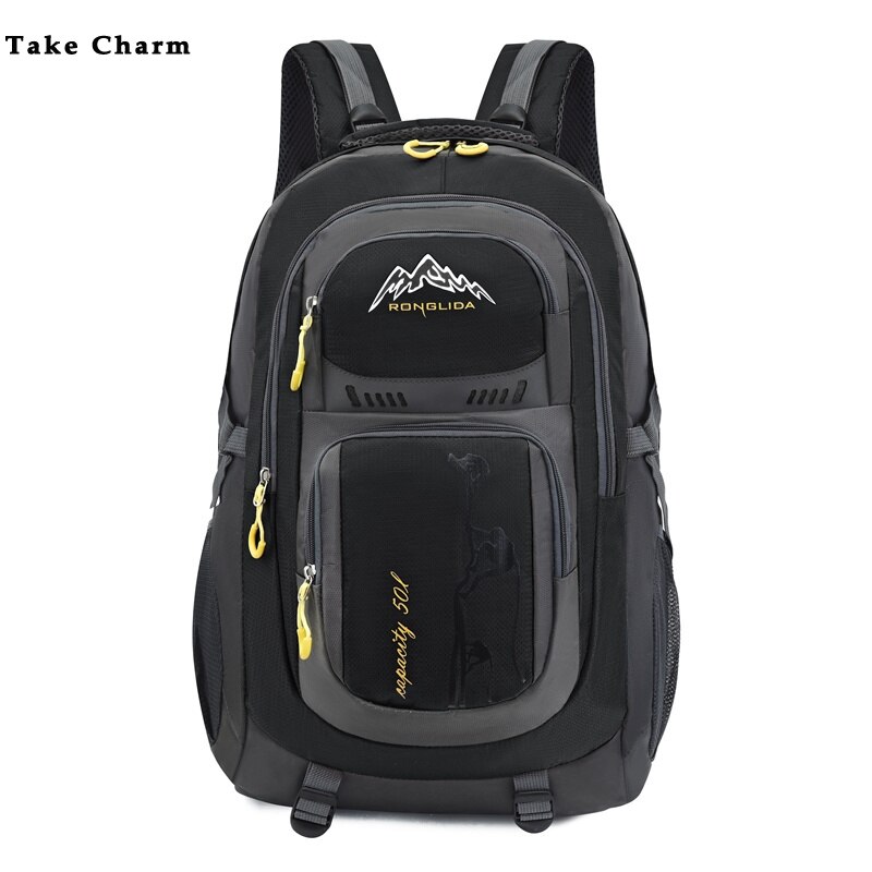 Ungdoms sport ryggsekk herre reise ryggsekk nylon vanntett utendørs tur fjellklatring bag student skolesekk svart