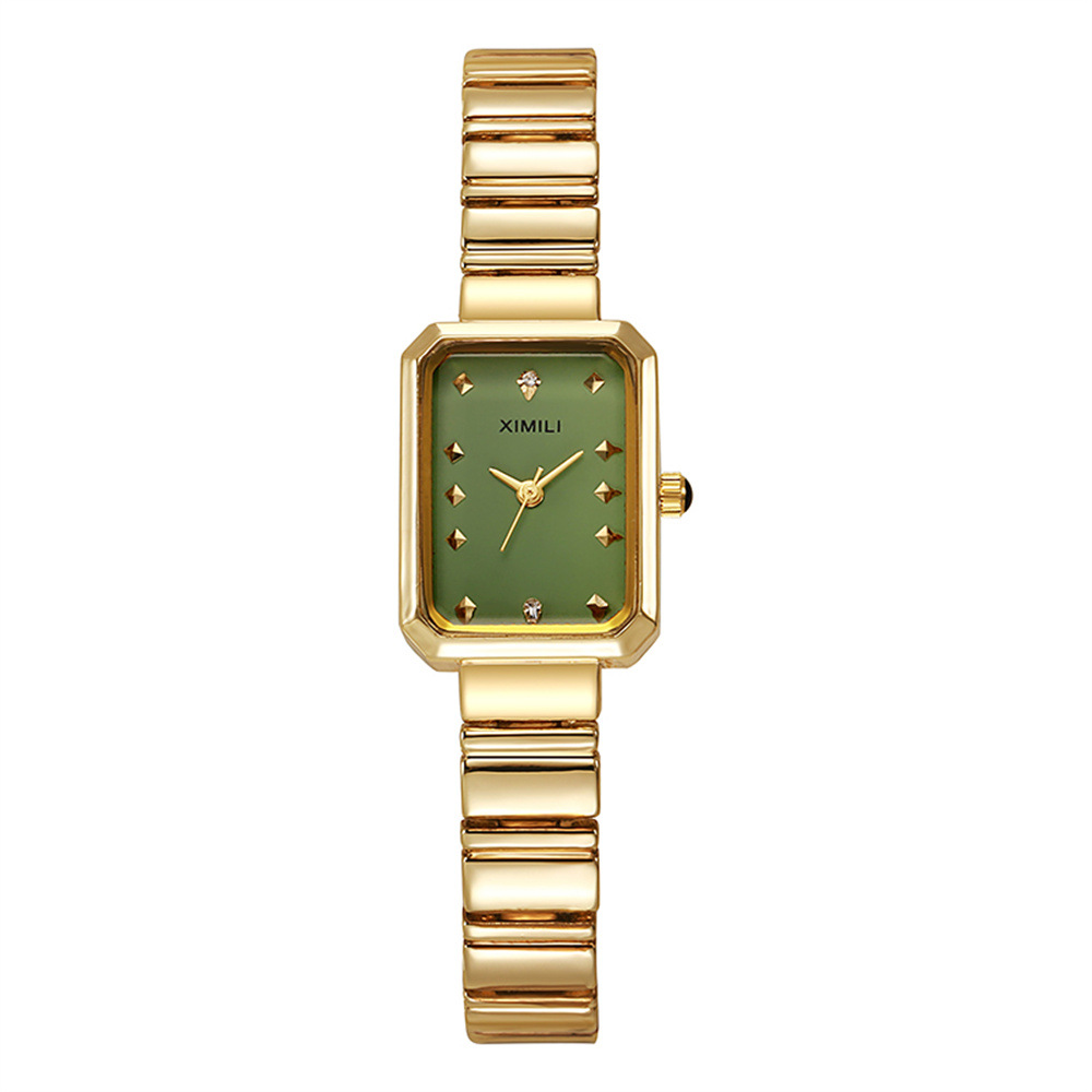 Reloj cuadrado dorado para mujer, versión coreana Simple, pulsera de acero inoxidable a la para estudiantes, relojes de pulsera de cuarzo,: Multicolor