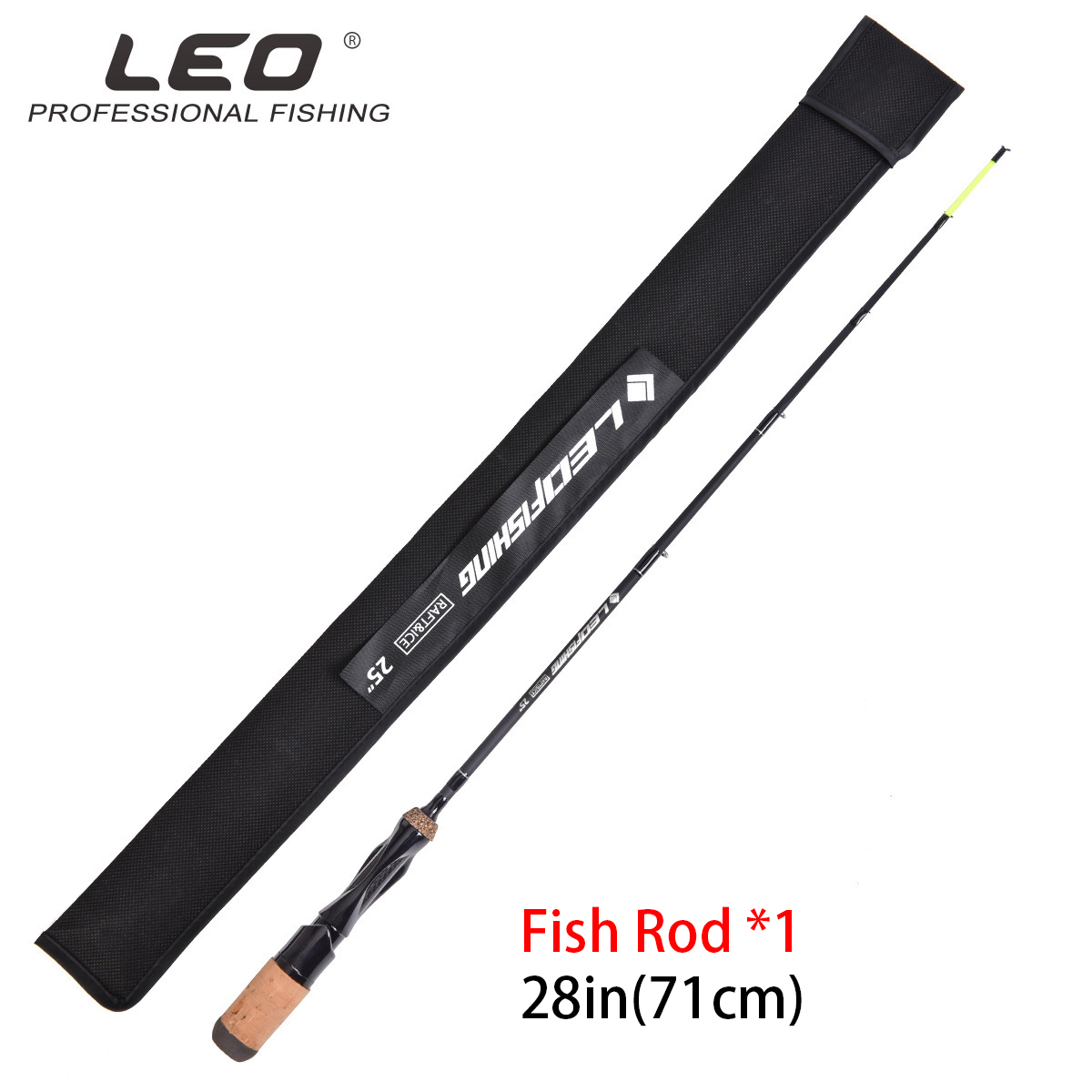 LEO integrated flat body ice fishing rod single section flat fishing rod: Red