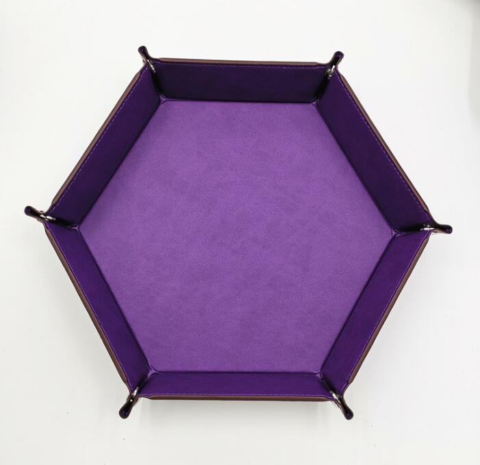 Hexagon Opvouwbare Dobbelstenen Draagbare Vouwen Dobbelstenen Rolling Lade Houder Doos Dice Game Opslag Kantoor Thuis Desktop Toetsen Potlood Organisator: Purple