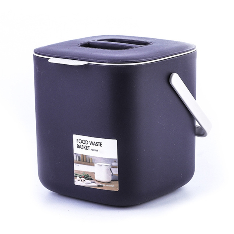 Portable 2 Tier Plastic Kitchen Waste Trash Can with Handle Compost Drainer Bin