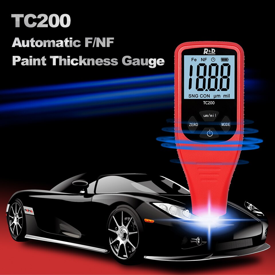 R & D TC200 medidor de espesor de revestimiento 0 1um/0-1500 de pintura del coche del espesor de la película de medición de FE/NFE Manual ruso pintura demasiado rojo