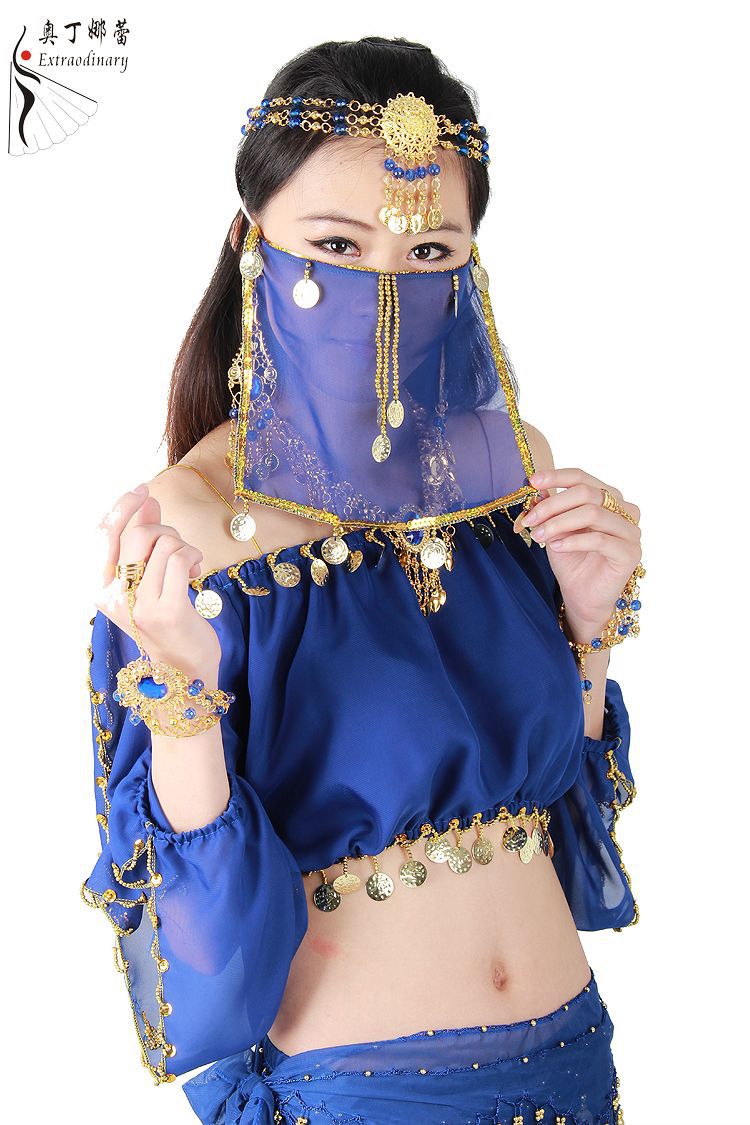 Dancewear Performance Belly Outfit Sequin Accessory for Ladies Belly Dance Veil #B08: royalblue