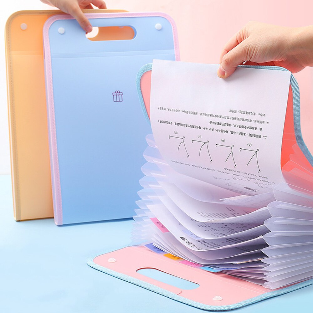 A4 File Folders 13 Layer Document Storage File Organizer Large Briefcase Pouch Carpetas Filing Clip Bill Folder Office Supplies