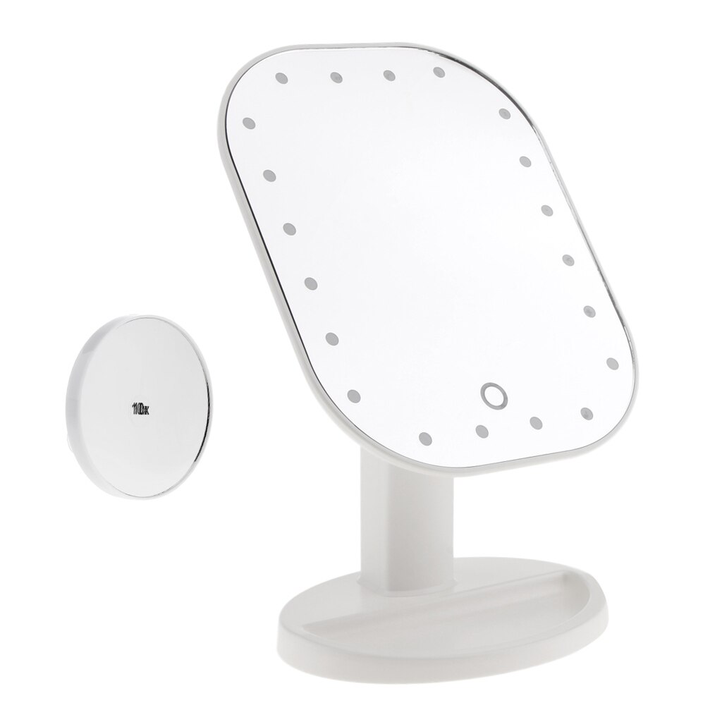 Durable LED Lighted Touch Screen Mirror Cosmetic Makeup Shaving Magnifying 1X 10X Mirror Plastic