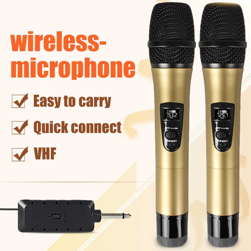 E8 2 Wireless Microphone VHF Mic Tansmitter Receiver dj For Square Speaker Mixer Live Sound Card K song Karaoke