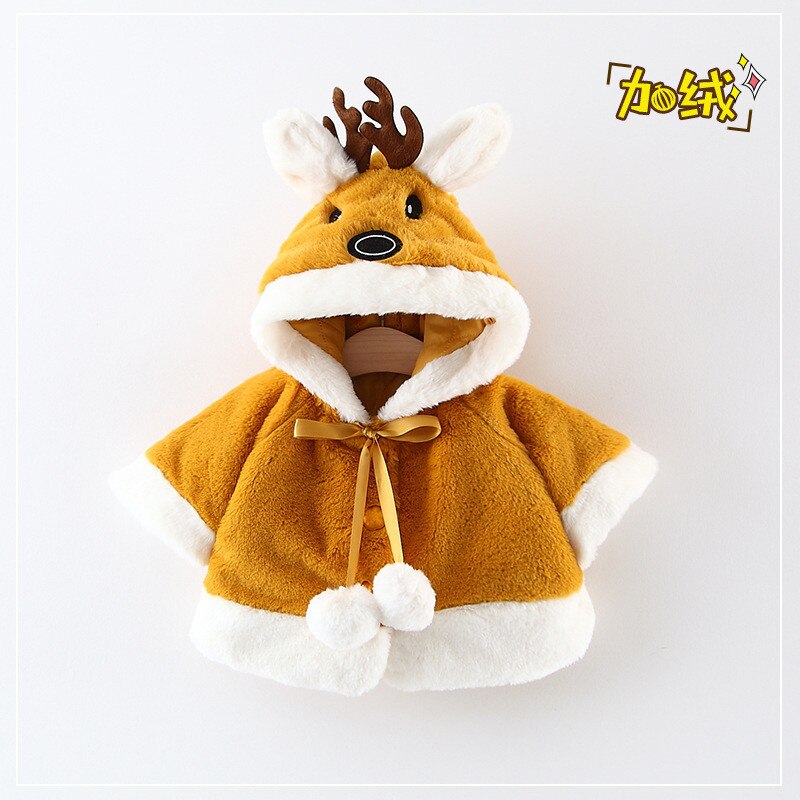 Herfst Winter Baby Meisjes Jassen Kinderen Kerst Kostuum Elanden Hooded Mantel Jassen Voor Meisjes Leuke Hoodies Uitloper Meisje Kleding: Brown  / 80
