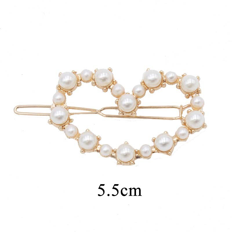 Pinza de pelo con perlas de imitación para mujer, broches de pelo hechos a mano con broche de estrella y corazón, accesorios geométricos para el cabello de Corea, 1 ud.
