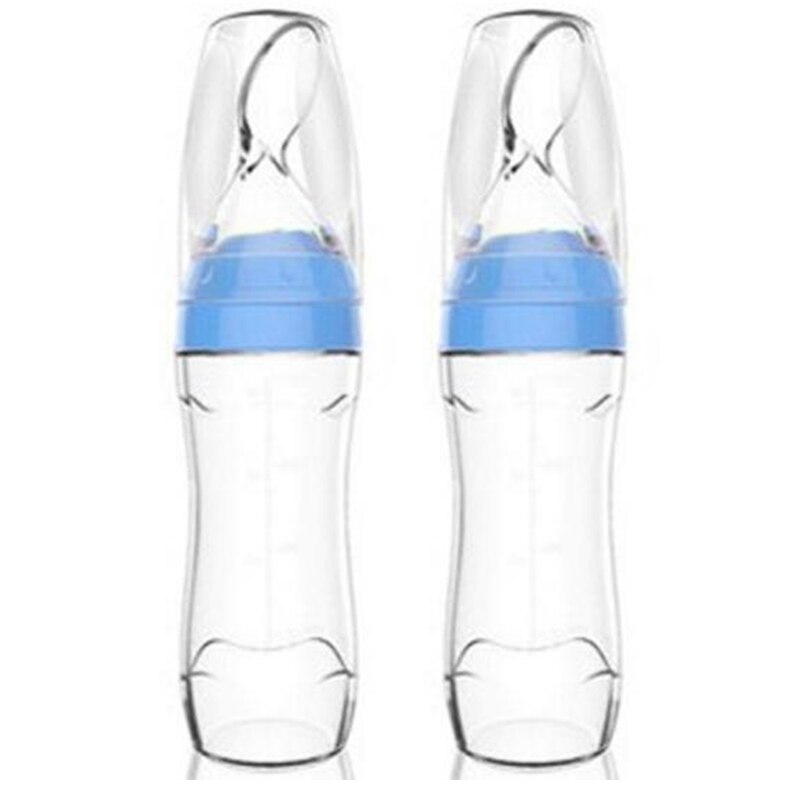 2 uds cuchara dispensadora de silicona para comida de bebé (120Ml, Ideal para bebés de 4 meses)-comedero para exprimir con cuchara-botella de cuchara para bebé