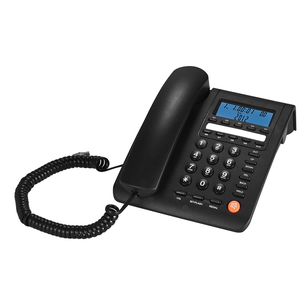 Desktop Corded Telephone Fixed Phone LCD Display for House Home Call Center Office Company Hotel: Black
