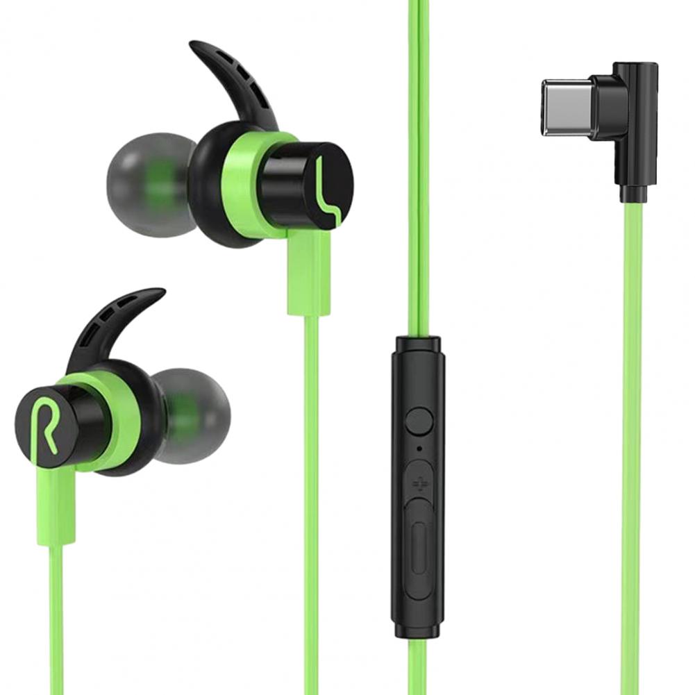 Wired Headphone 3.5mm/Type-C E-sports Headphones Stereo Sound Music In-ear Earphone with Mic Shark Fins Gaming Headset: black
