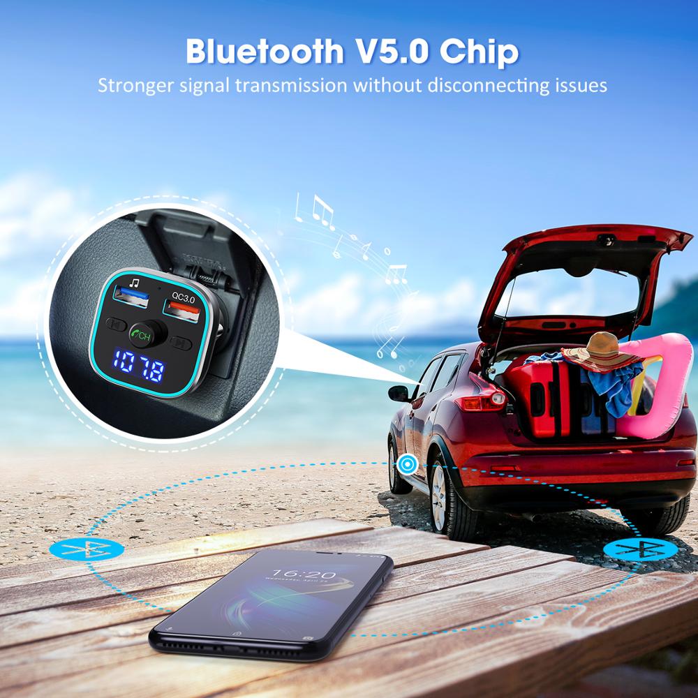 Victsing Bh378 Bluetooth V50 Fm Transmitter For Car Wireless Radio