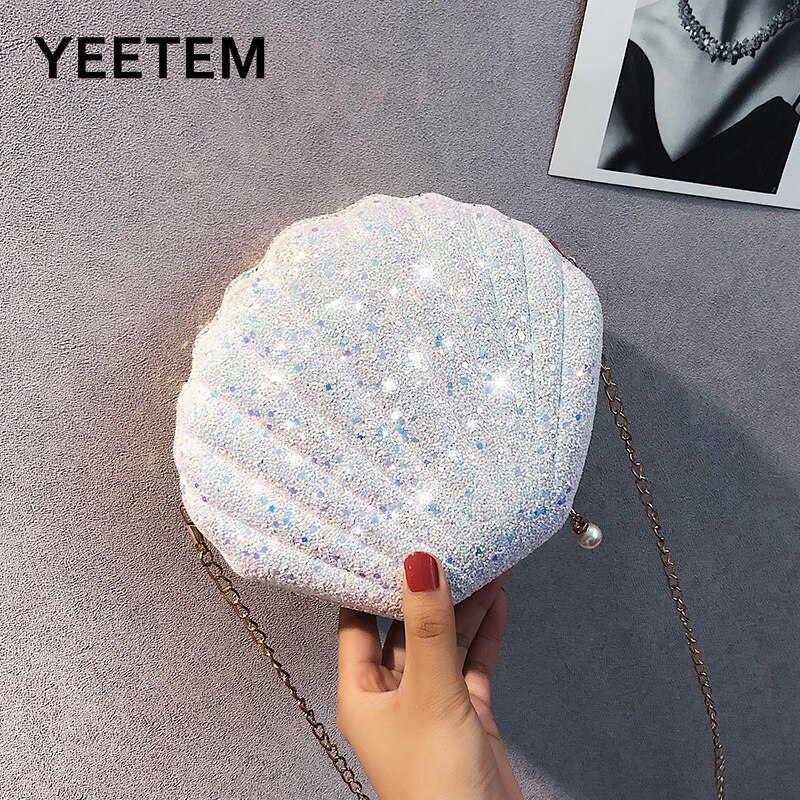 Mode Ketting Parel Pailletten Banket Party Shiny Mini Shell Bag Lady Messenger Bag Portemonnee Portemonnees En Handtassen Luxe