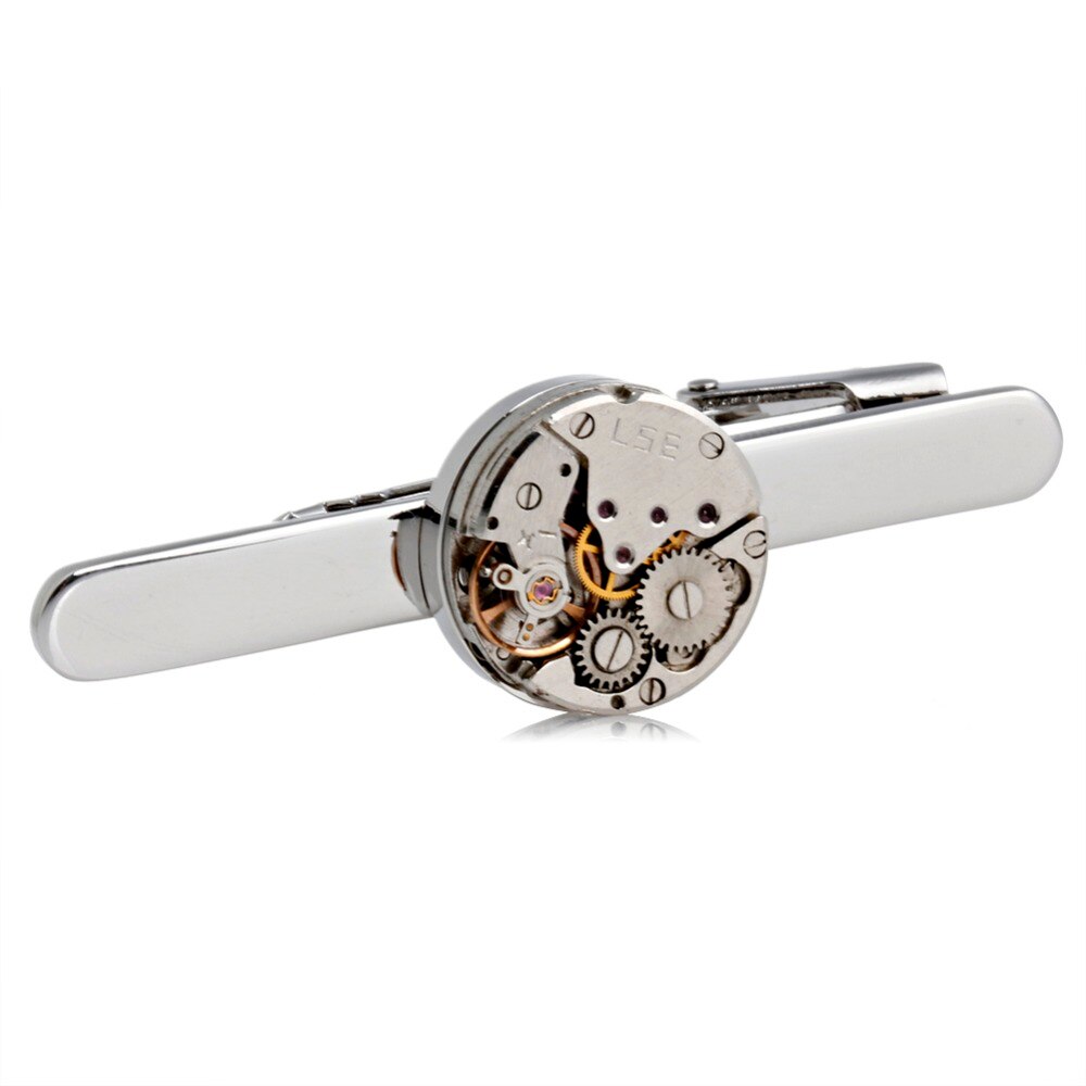 Roestvrij Staal Steampunk Mannen Stropdas Clip Vintage Horloge Beweging Tie Sluiting Tack