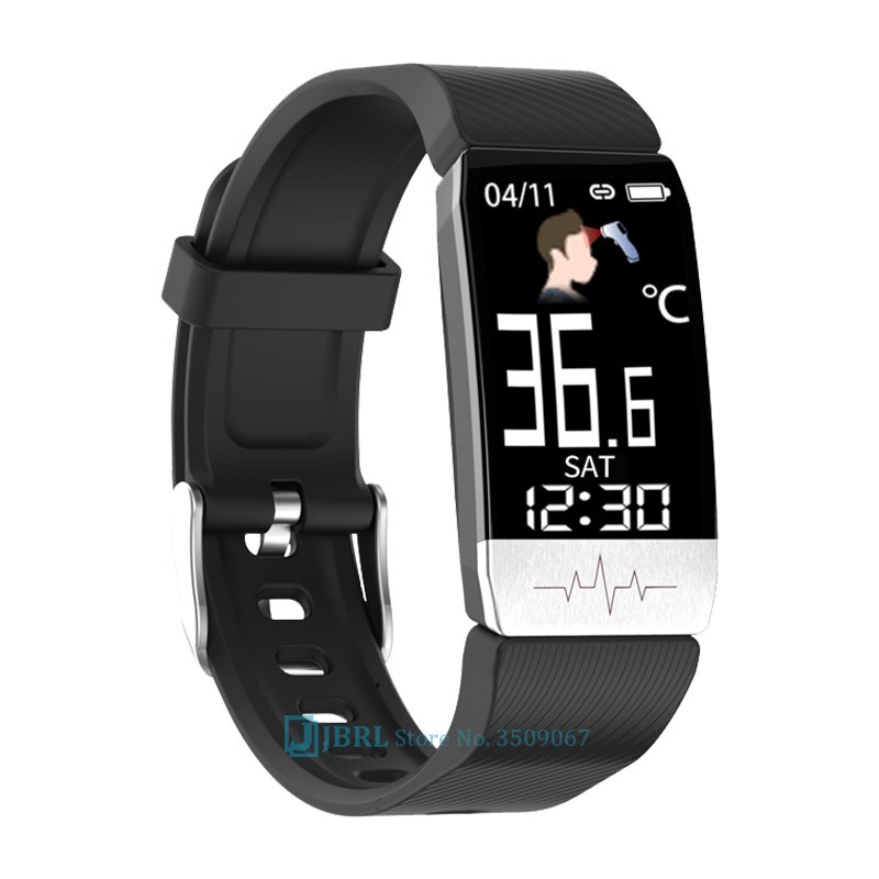 Temperatura Intelligente Banda 2020 Delle Donne Degli Uomini Braccialetto Intelligente Inseguitore di Fitness ECG Monitor di Frequenza Cardiaca di Smartband Per Android IOS Orologio Da Polso: black