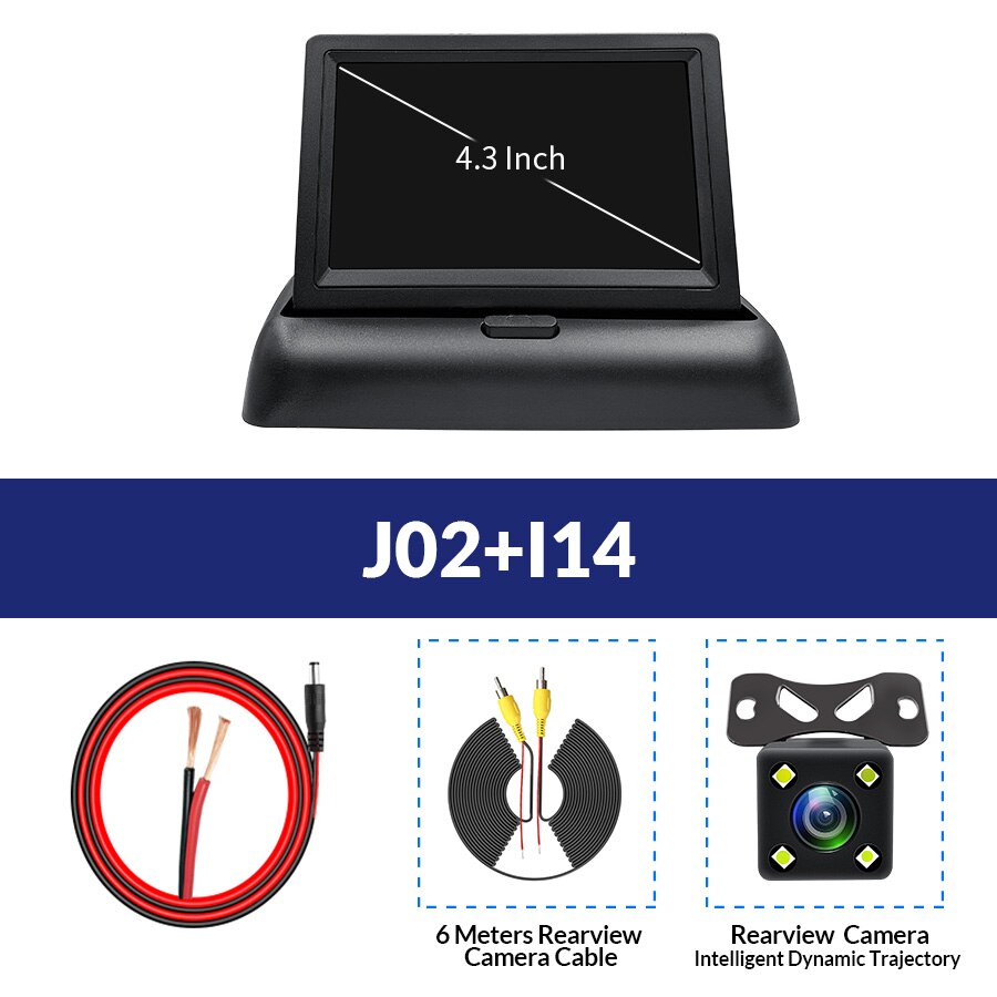 4.3 Inch TFT LCD Car Monitor Foldable Display Reverse Camera Parking System For Car Rearview NTSC PAL: J02-I14