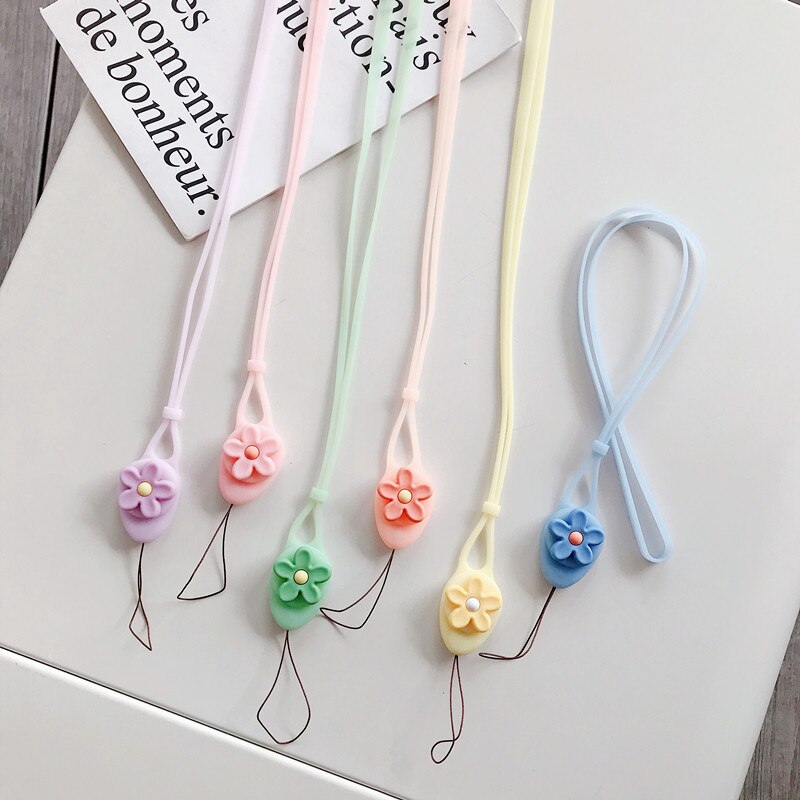 Cute Flower Mobile Phone Straps Rope Cartoon Strap Neck Lanyards Hand Strap For Phone Case Long Rope Lariat For Name Card Chain