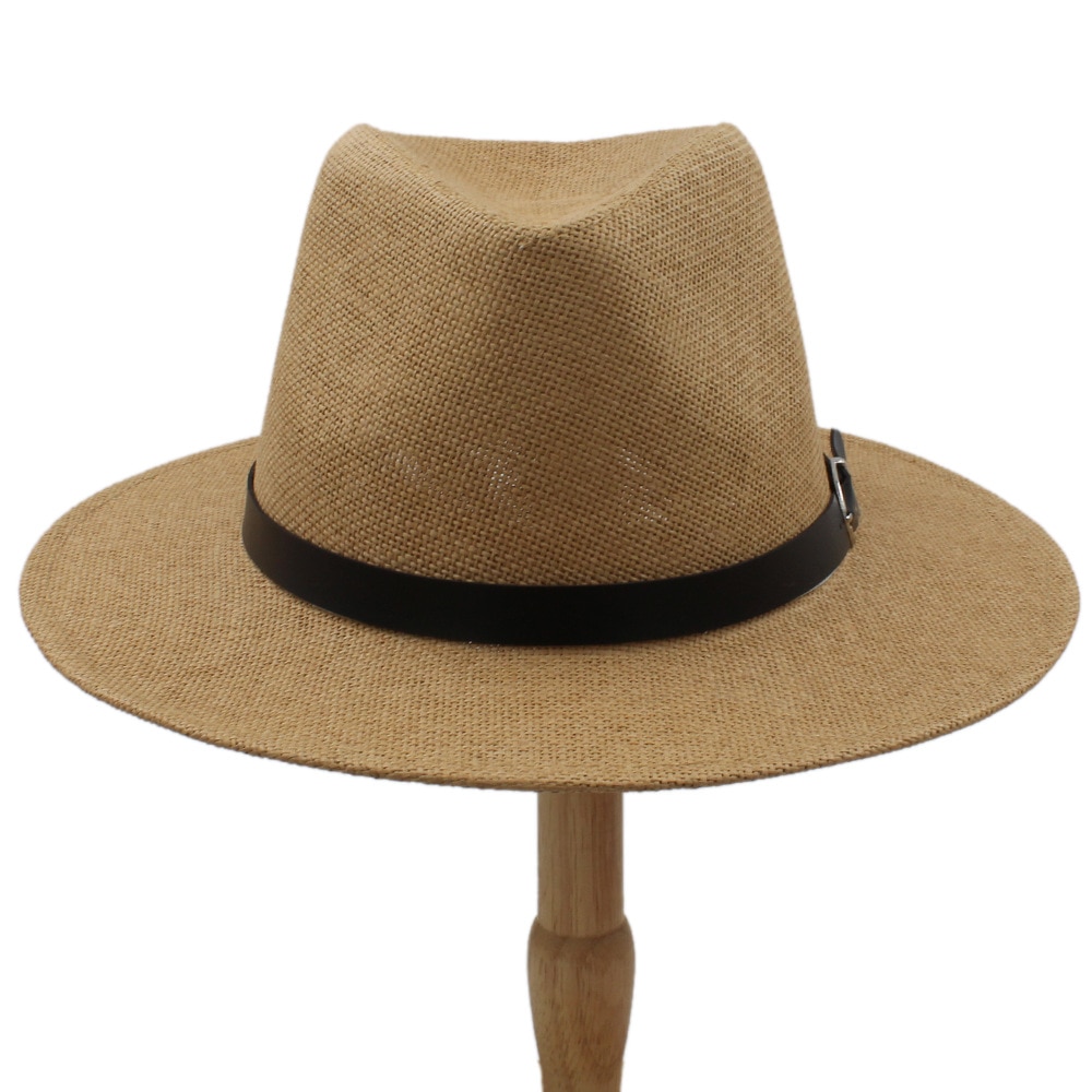 Women Men Straw Summer Sun Hat With Wide Brim Panama Hat For Beach Sunbonnet Sunhat With Belt Size 56-58CM