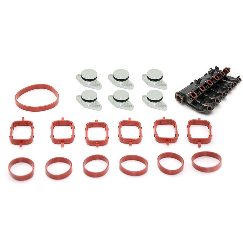 Junta de colector de admisión de goma de aluminio de 22mm, aleta de remolino en blanco, accesorios de motor de coche a prueba de calor Premium: Silver