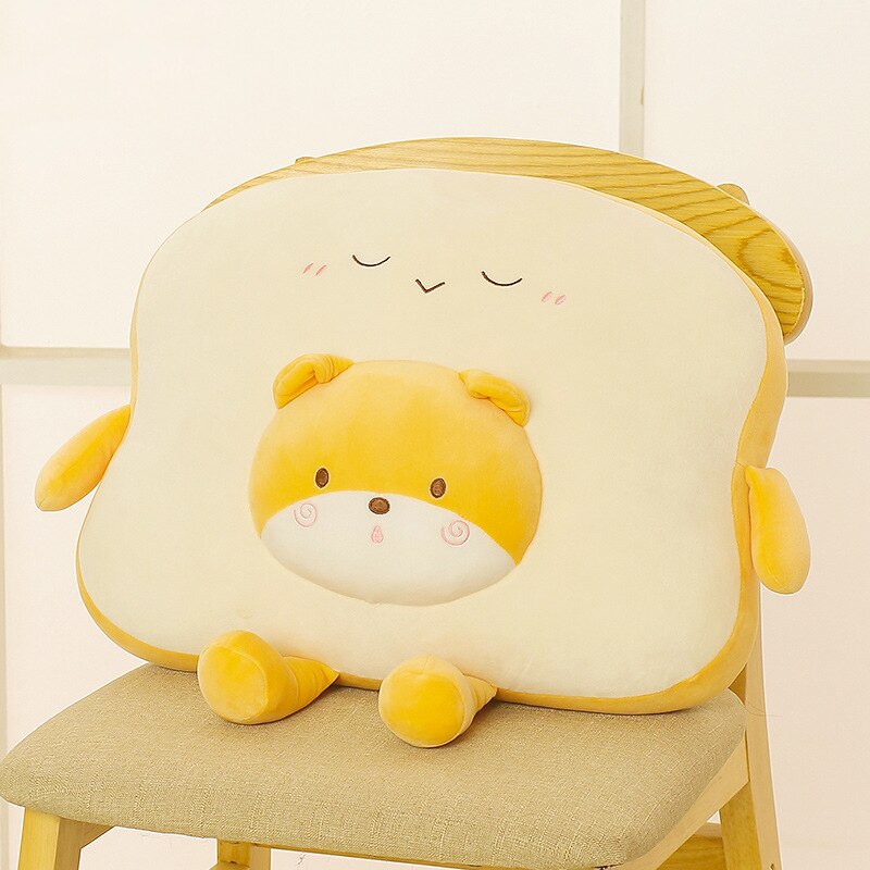 Peluche de toast en forme d'animaux, dessin animé mignon, grenouille, cochon, ours, pain, coussin, poupée douce, jouet pour enfant, d'anniversaire pour bébé fille: Or