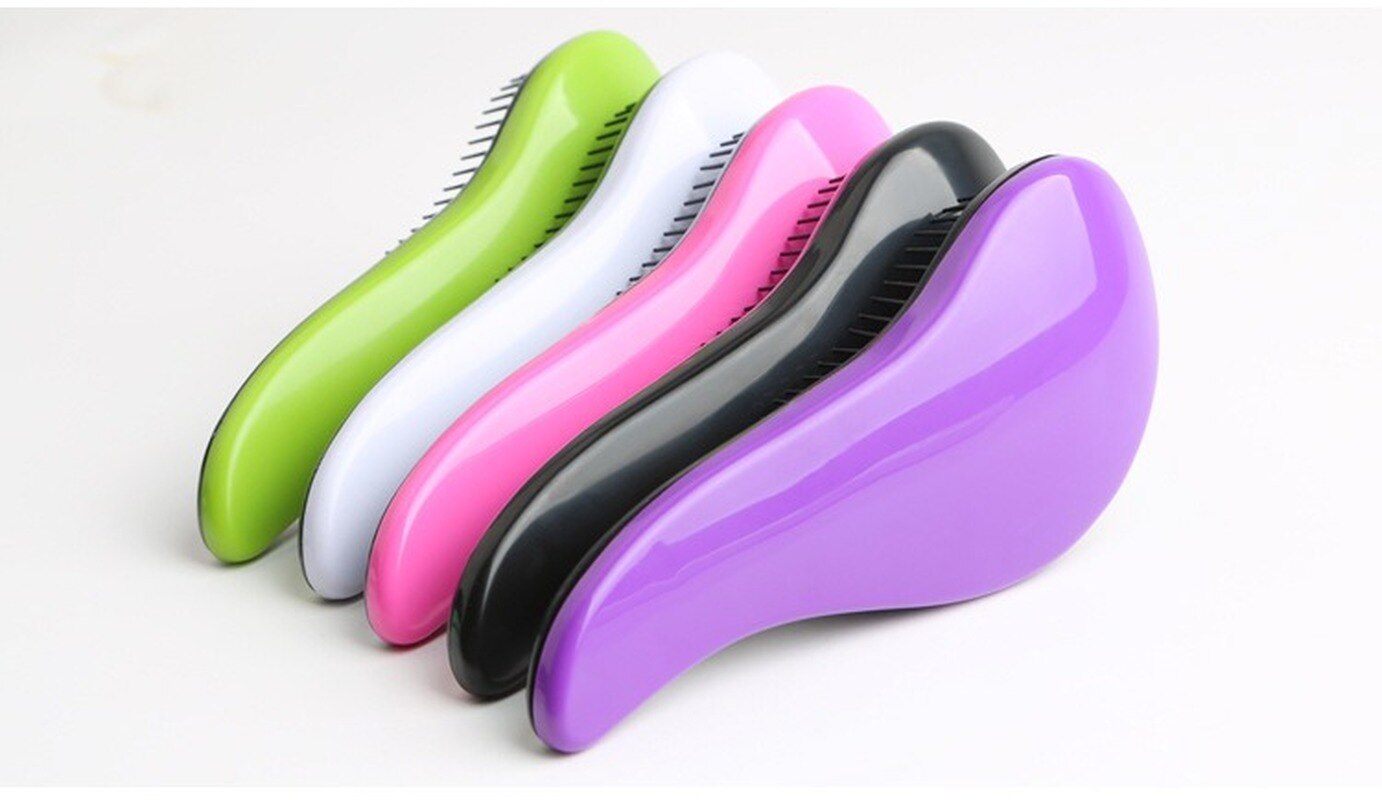 1Pc Magic Handvat Kam Anti-Statische Massage Douche Borstel Salon Styling Exquite Professionele Handige Hair Styling tool Kam: Paars