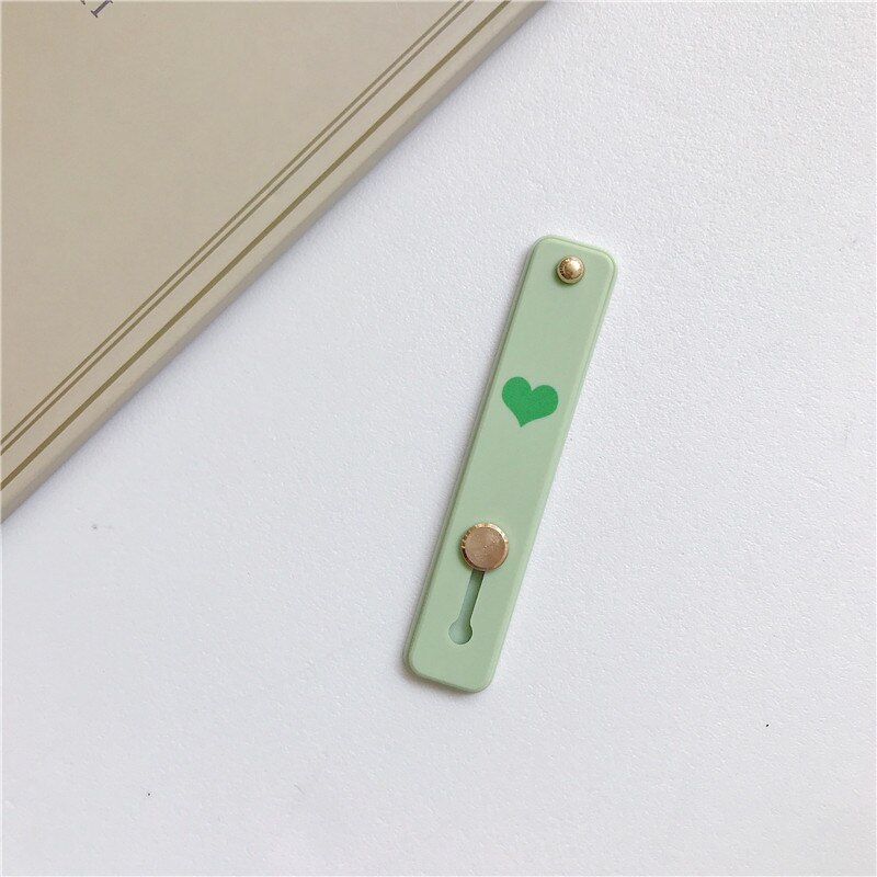 1 pz Candy color cuore custodia per cellulare staffa supporto per cinturino da polso push stretch cinturino da polso in silicone supporto per impugnatura per dito: Green -heart
