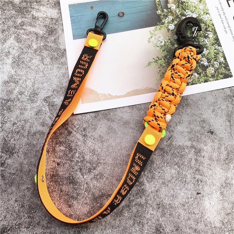 Landyard Mixed Color Phone Chain Nylon Strips Premium Hand Made Lanyard Personality Accessories Bag Strap Trousers Decoration: orange 60cm