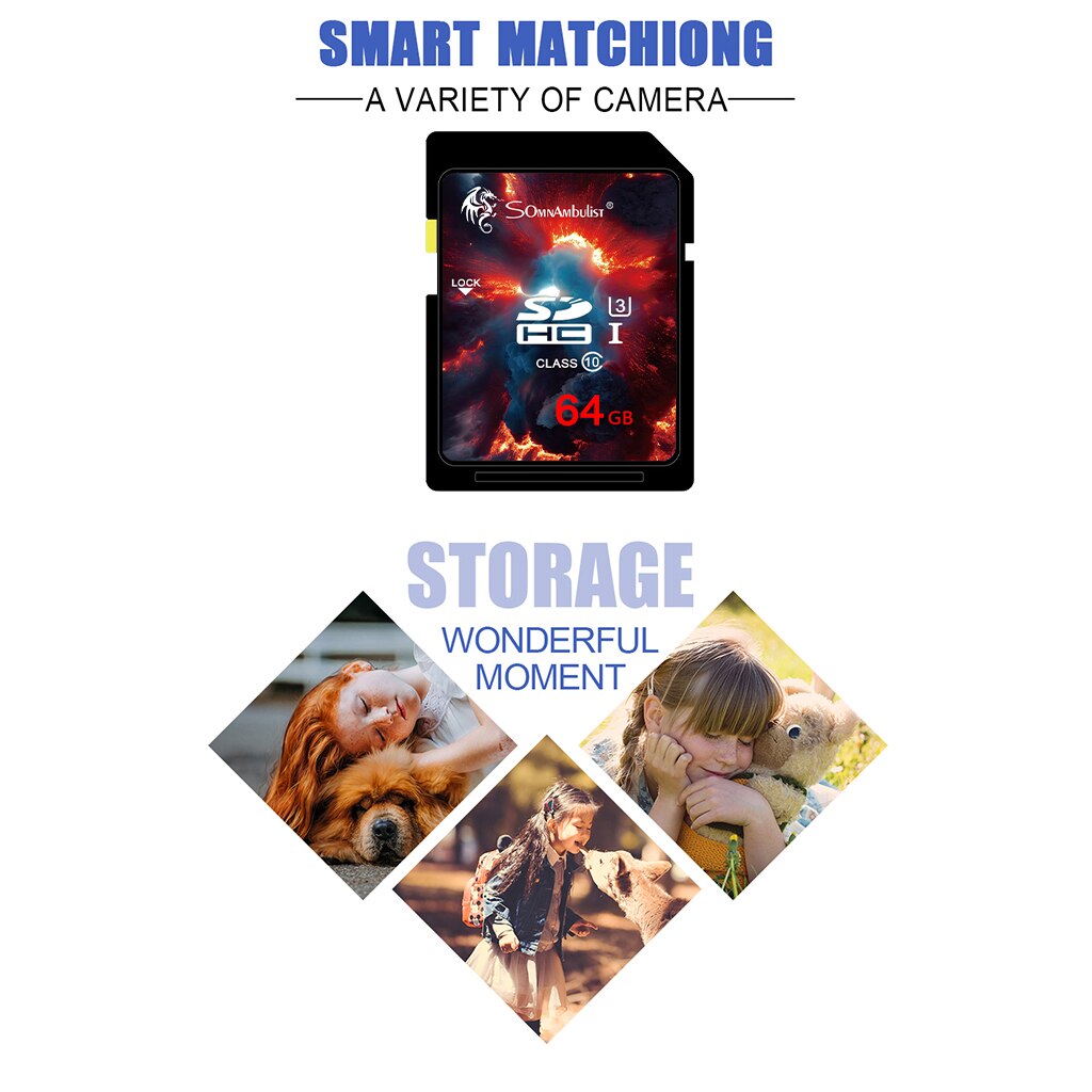 SomnAmbulist 64GB TF Card 64GB Memory Card Classe 10 3D 4K V30 Video High Speed Capacity Card for Camera