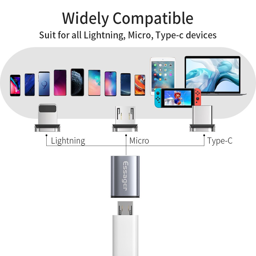 Essager USB Micro adaptateur magnétique pour iPhone Xiaomi Samsung Micro USB femelle à Type C mâle aimant Micro convertisseurs connecteur