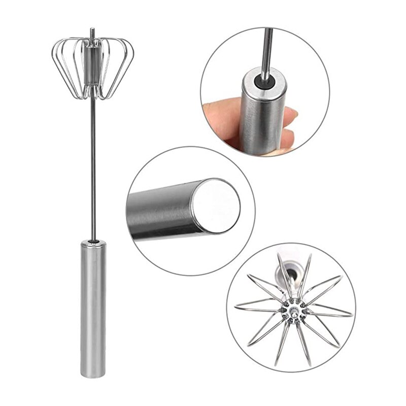 Egg Mixer Eggbeater Stainless Steel Mixer 12 Inch Egg Beater Manual Press Mixer Is Easy to Use Save a Lot of Energy for Kitchen