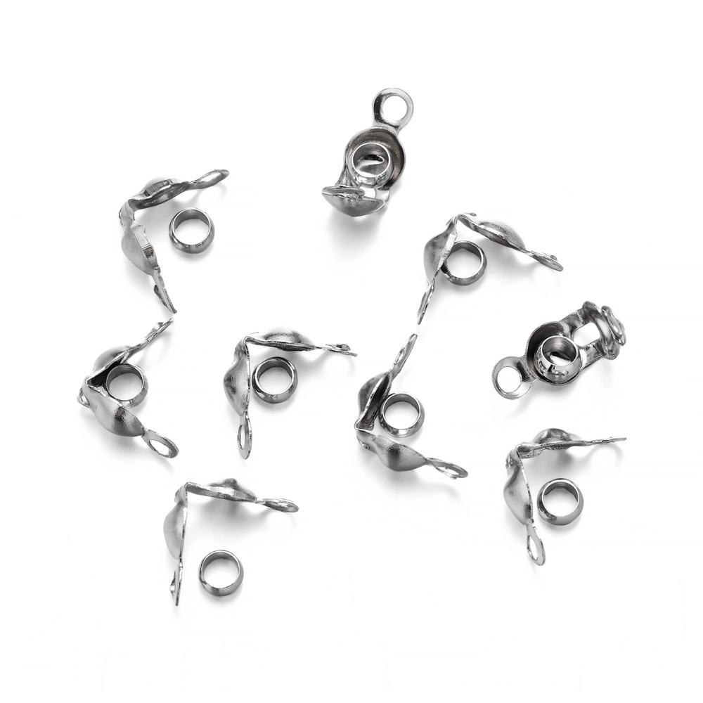 Fermoir de connecteur plaqué or en acier inoxydable, 50 pièces/lot, perles à sertir pour Bracelet, collier, chaînes, fournitures de fabrication de bijoux à faire soi-même